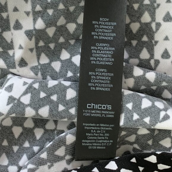 Chicos Travelers 3 Plus Sz (XL/16) Asymmetric Hem Black & White Tunic Top #217H - Picture 7 of 7